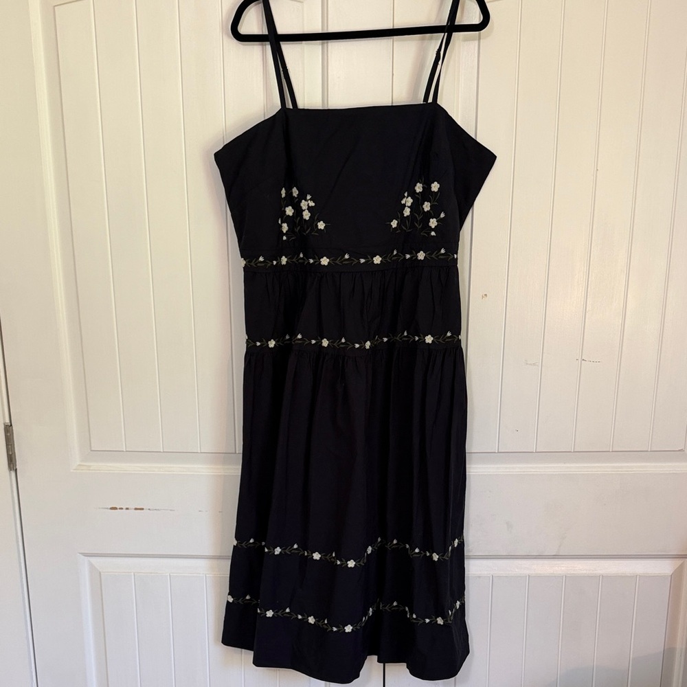 Navy‎ Embroidered Flowers Spaghetti-Strap Midi Dress by free assembly